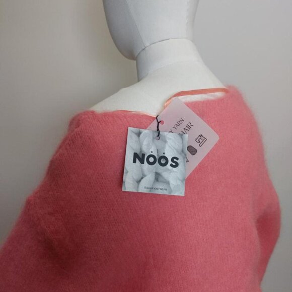 NWT NOOS Italian Knitwear Kid Mohair Wool Blend Salmon Pastel Pink Pullover - Picture 3 of 4